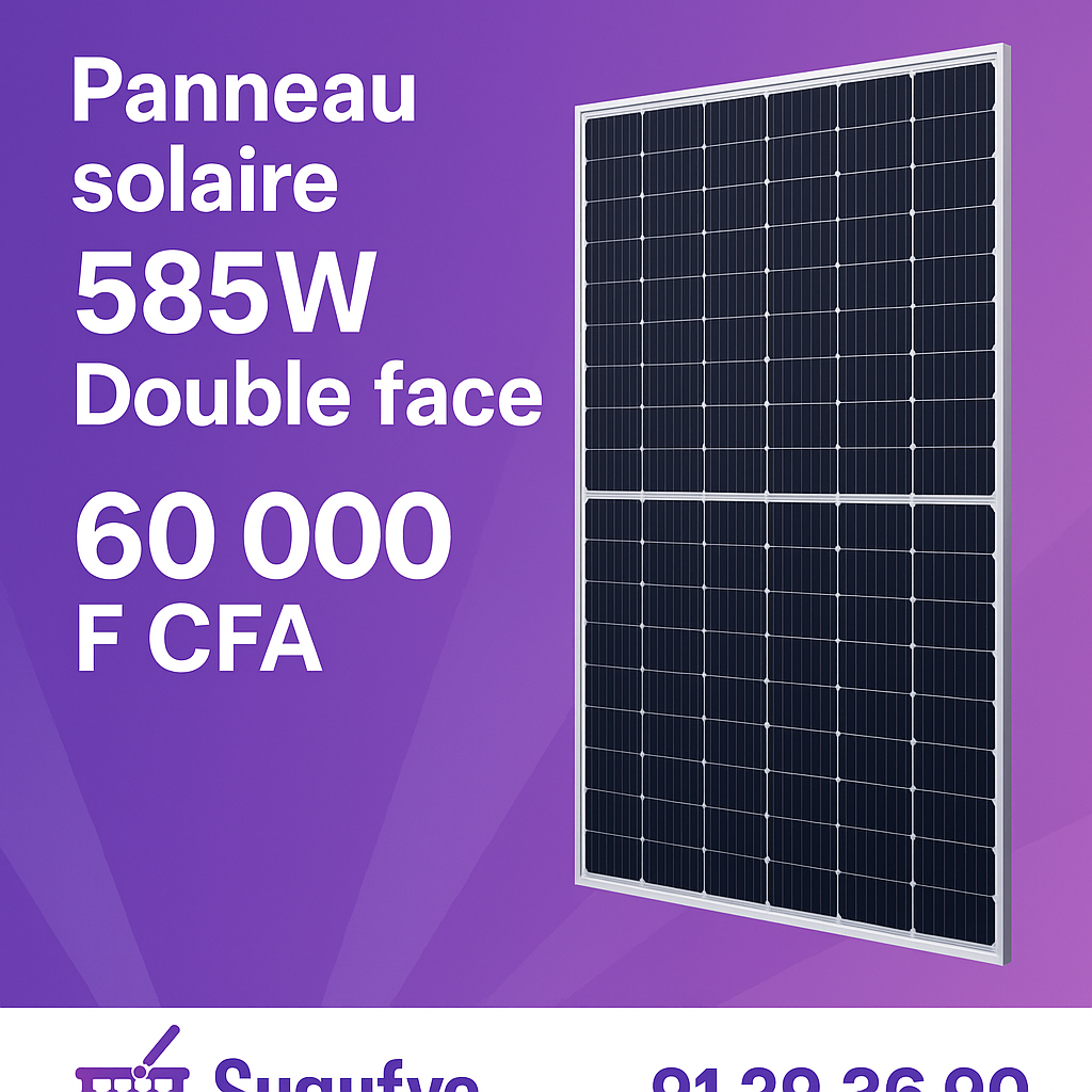 Panneaux solaires – 250W à 650W – Monoface & Bifacial | Livraison gratuite Bamako | Sugufyɛ.com
