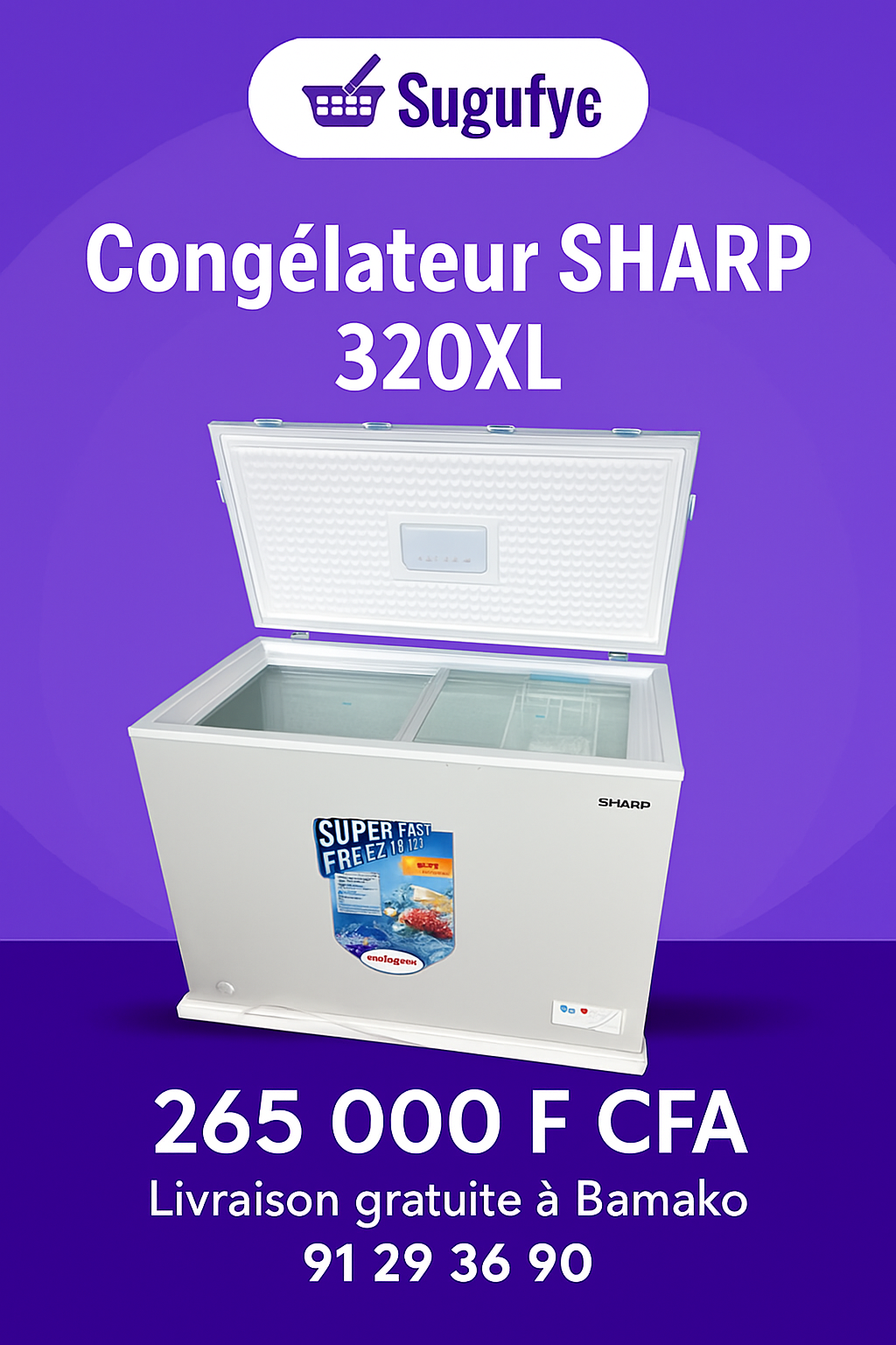 Congélateur SHARP 320XL - 230L | Super Fast Freezing