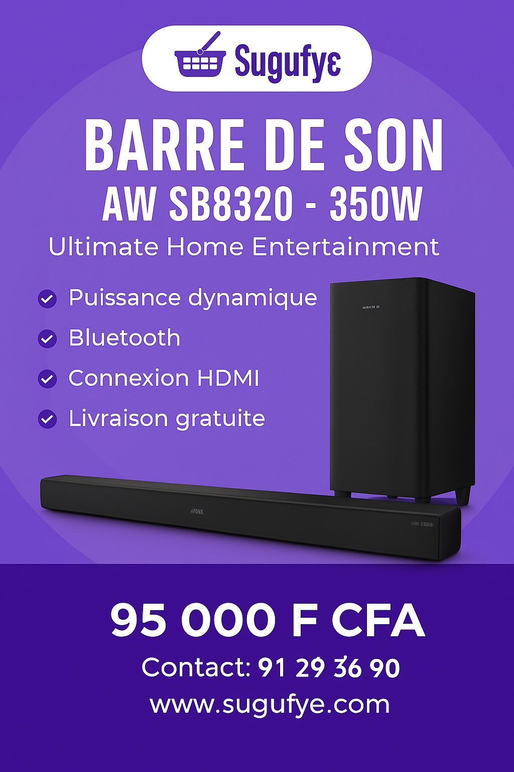 Barre de son AIWA AW SB8320 - 350W | Ultimate Home Entertainment