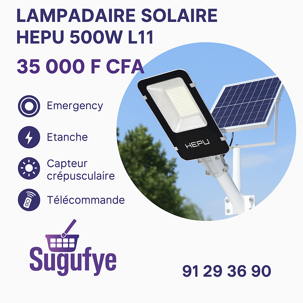 🌞 Lampadaires solaires intelligents HEPU – Éclairage autonome et puissant