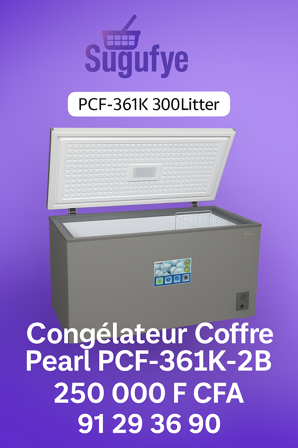 🧊 Congélateur couché Pearl PCF-361K-2B — 300 L