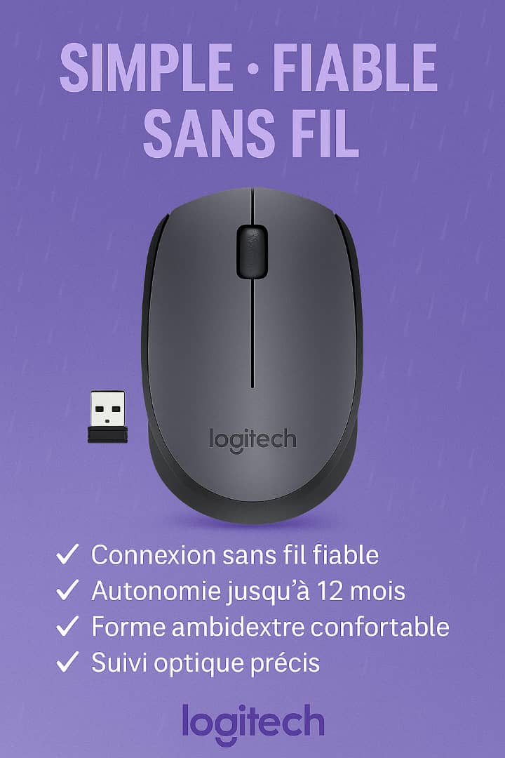 Souris Sans Fil Logitech M170/M171 – Connexion Fiable, Performance Sans Fil