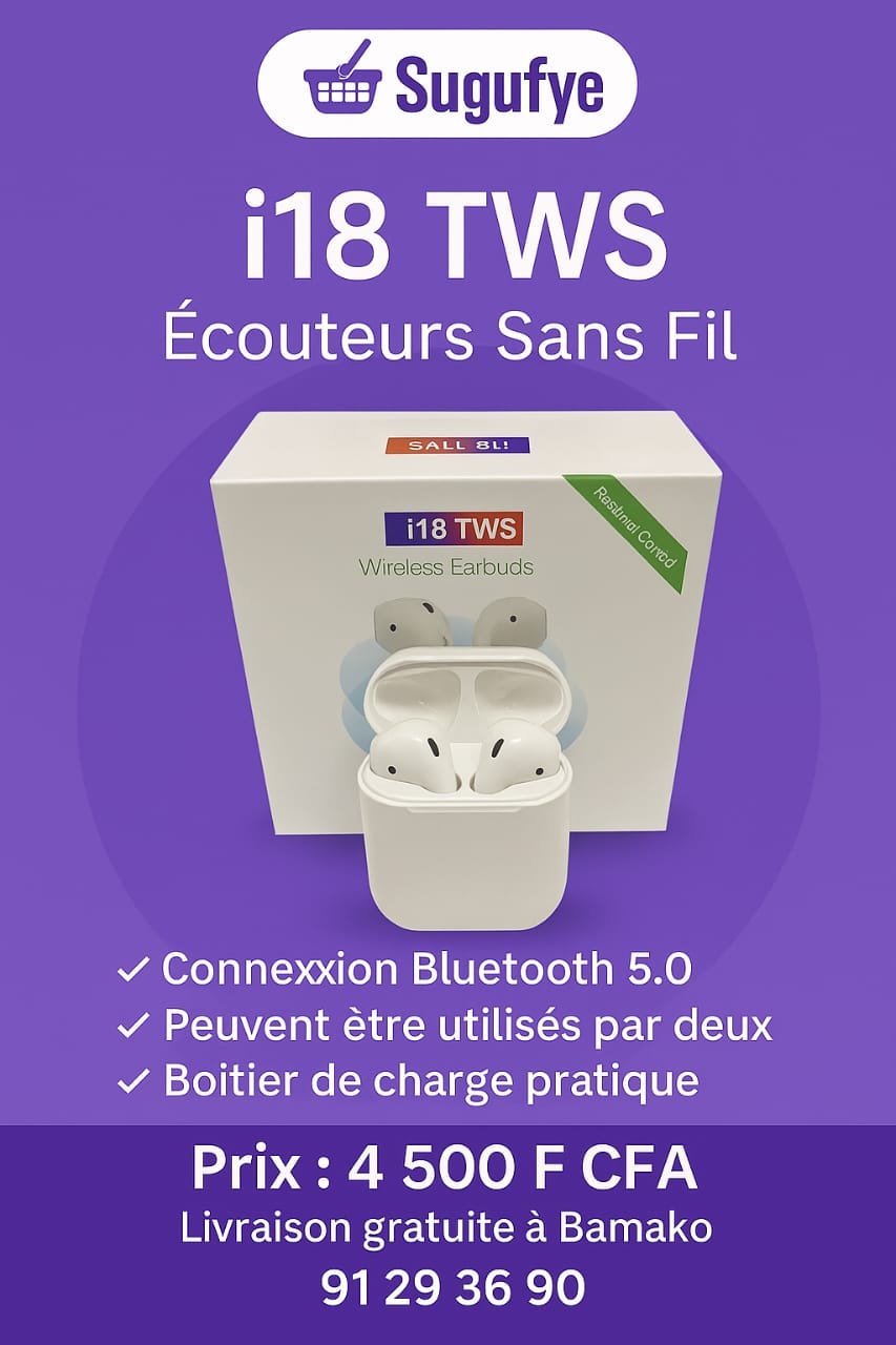 Écouteurs Sans Fil i18 TWS – Bluetooth 5.0