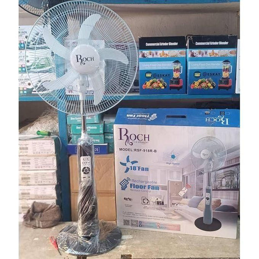 Ventilateur Rechargeable Roch RSF-918R-B – 18 pouces, Télécommande & USB