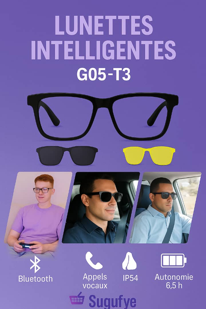 Lunettes Intelligentes Bluetooth G05-T3 – Élégance & Technologie au Quotidien