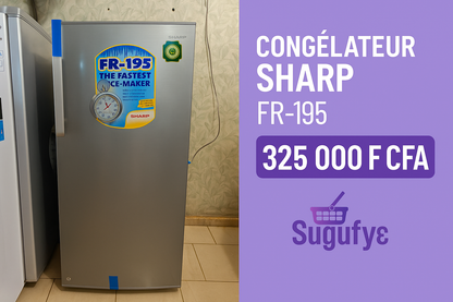 Congélateur vertical SHARP FR-195TGL-HS2 — X-tra Big & Fast Freezer — 325 000 F CFA — Livraison gratuite Bamako | Sugufyɛ.com
