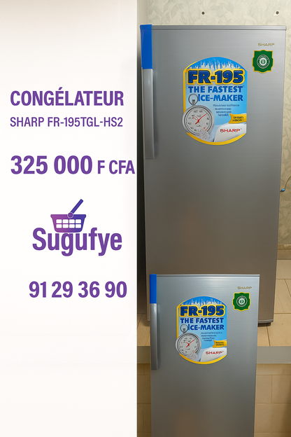 Congélateur vertical SHARP FR-195TGL-HS2 — X-tra Big & Fast Freezer — 325 000 F CFA — Livraison gratuite Bamako | Sugufyɛ.com