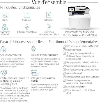 Imprimante laser HP Color LaserJet Pro Multifunction M479fdn