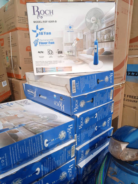 Ventilateur Rechargeable Roch RSF-926R-B – 16 pouces, Télécommande & USB