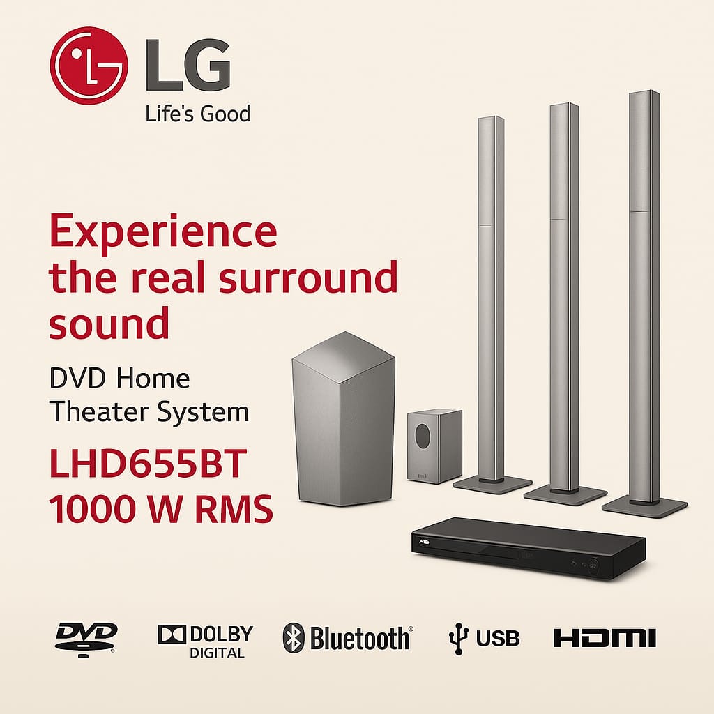 🎶 LG Home Theater 5.1 – Modèle LHD655BT | 1000W RMS